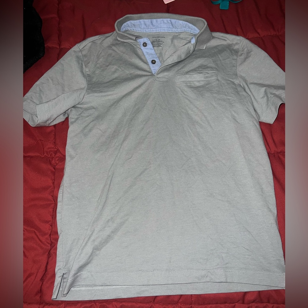 Van Heusen Men's Light Gray Polo with Contrast Placket